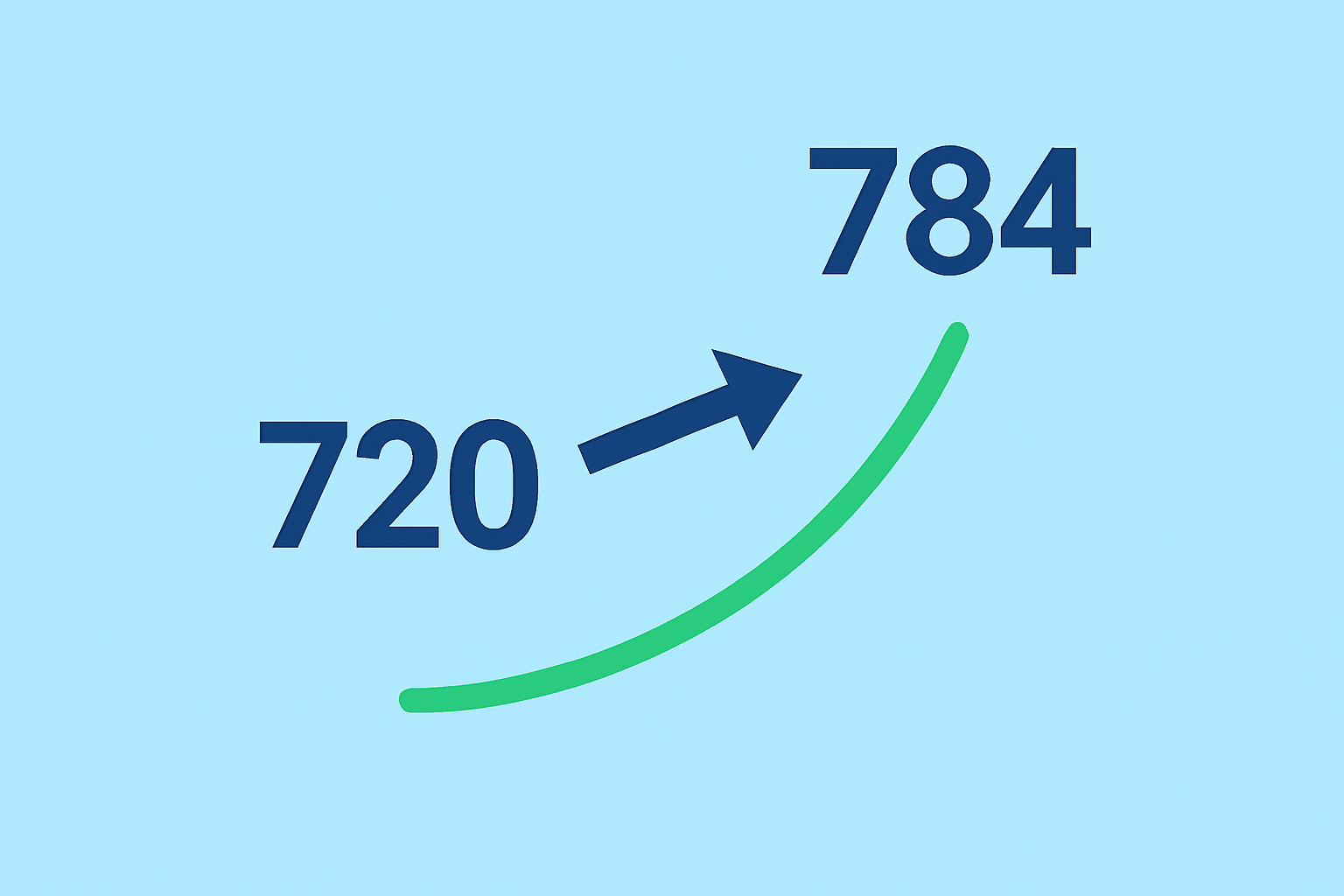 신용점수 720점 → 784점 상승 곡선 그래프