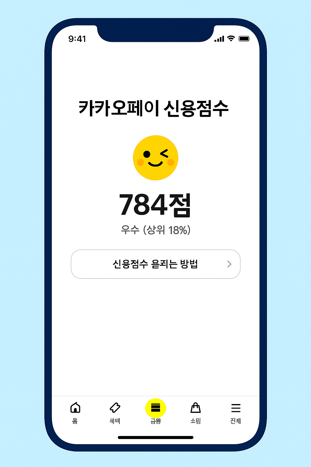 카카오페이 신용점수 조회 화면 