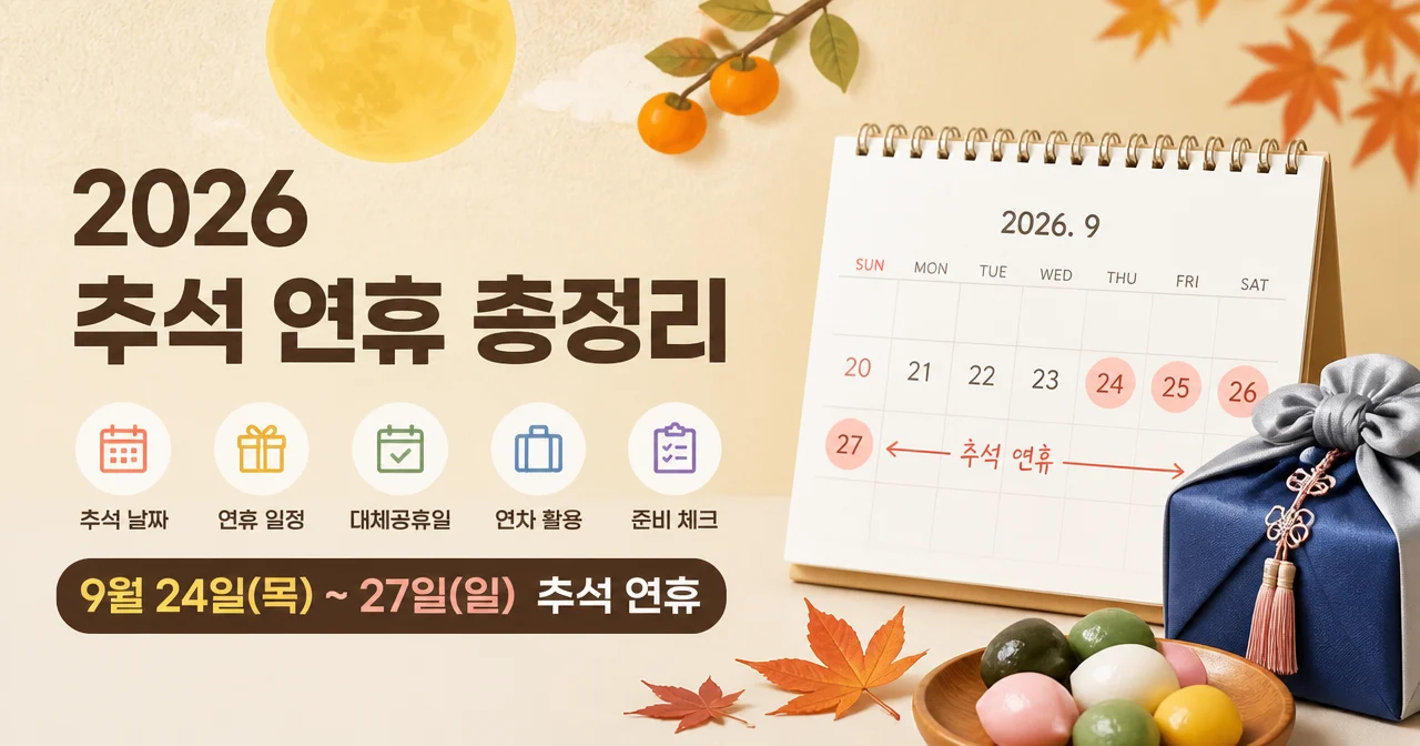 2026 추석 언제인가요? 9월 24~27일 연휴·대체공휴일·연차·준비 일정