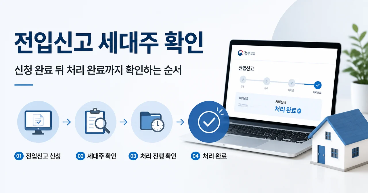 전입신고 세대주 확인: 신청 완료 뒤 처리 완료까지 확인하는 순서