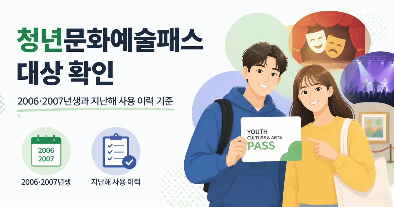 청년문화예술패스 대상 확인: 2006·2007년생과 지난해 사용 이력 기준
