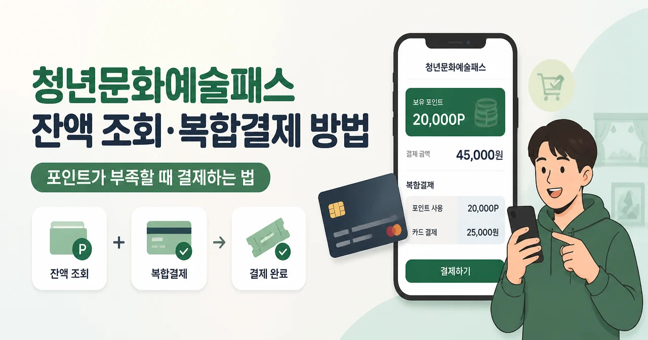 청년문화예술패스 잔액 조회·복합결제 방법: 포인트가 부족할 때 결제하는 법